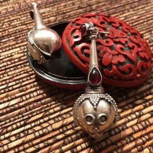 Sterling silver and Garnet Dangle Earrings